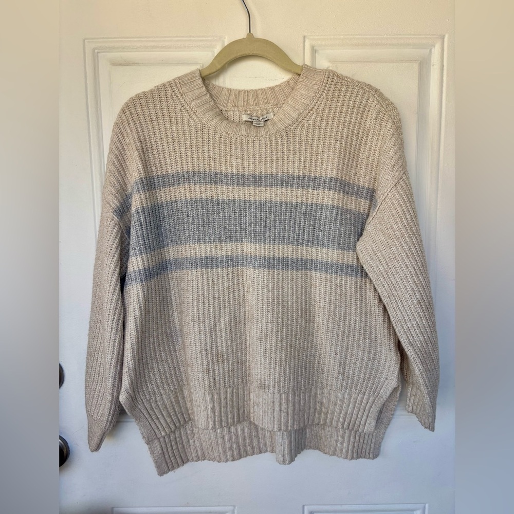 Cozy American Eagle Pullover Sweater Beige Sz PS